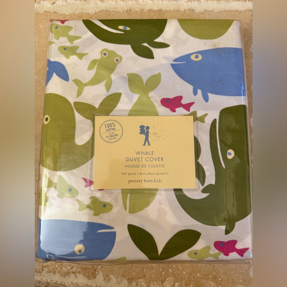 NWT Pottery Barn Kids Full/Queen Whale Duvet Cover